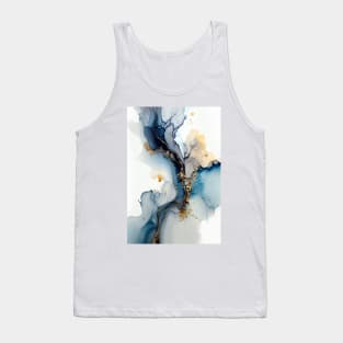 Icy Blue and Gold - Abstract Alcohol Ink Resin Art Tank Top